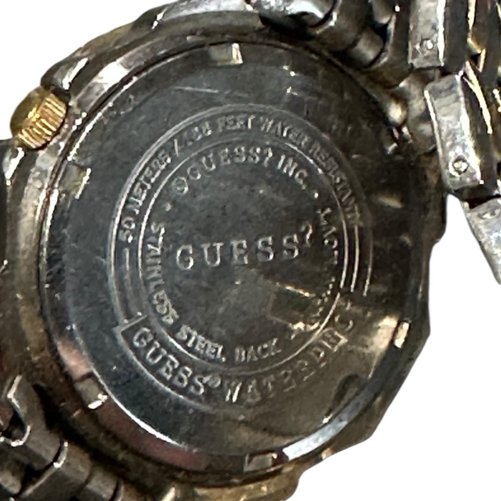Guess Men’s Waterpro Watch Blue Face Stainless Steel Band Two Tone Vintage - Picture 4 of 8